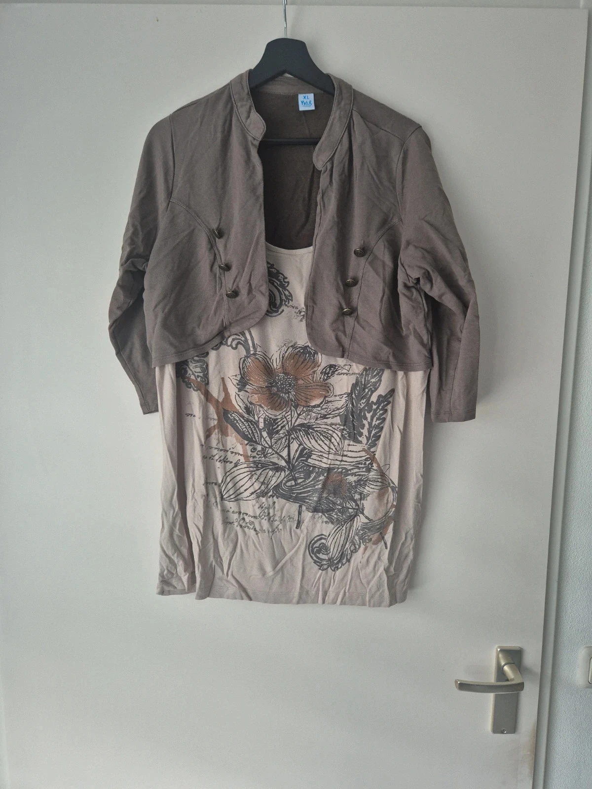 M&S Mode tuniek / top met bolero-look – maat XL – taupe/beige